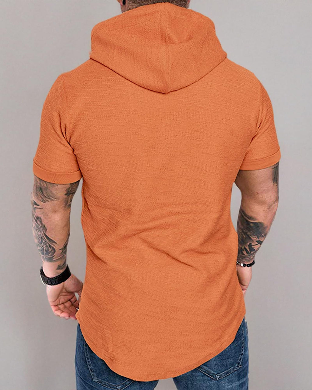 Mens Fashion Hoodies Sport Pullover Solid Color Shirt Workout Lightweight Tops Orange (Small / Orange1)
