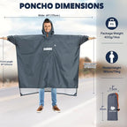 ANYOO Hooded Rain Poncho for Adults Waterproof Lightweight Rain Coat for Men - Image 2