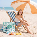 LEDAOU Large Beach Tote Bag Women Waterproof Sandproof Zipper Beach Tote Bag - Image 3