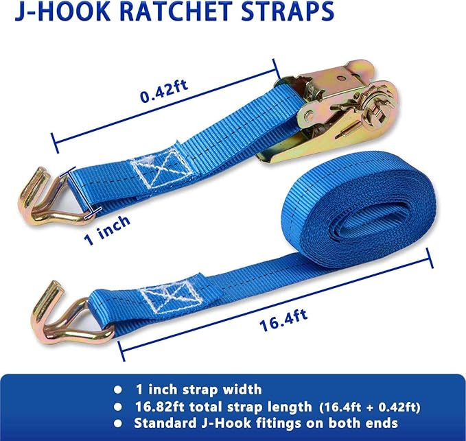 Ratchet Straps, 1 Inch x 16.4 Feet - Image 2