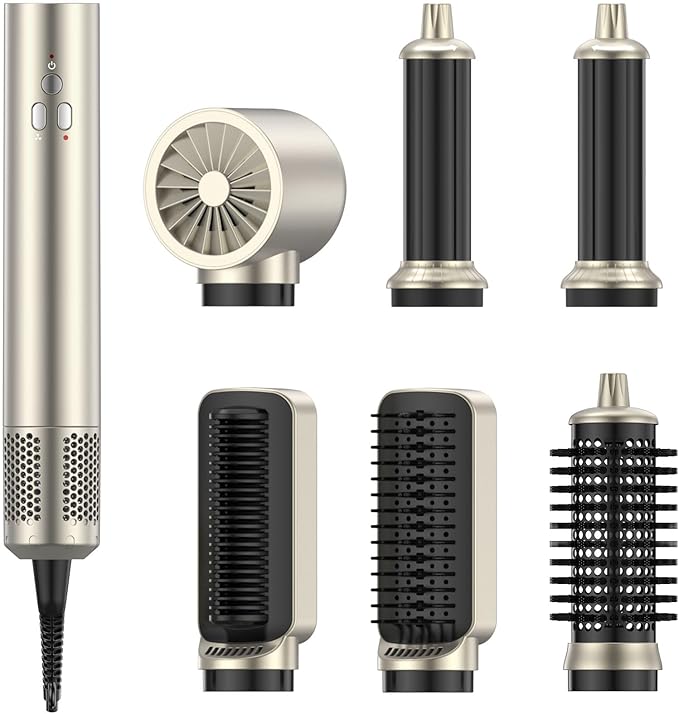 Air Styler Hair Dryer Brush - 6 in 1 Hair Styler Ionic Auto Wrap Hot Air Curler Blow Dryer, 38m/s High Speed Blowout Airflow Blow Dryer Multi Styler Fast Drying Styling for Curling/Straighting