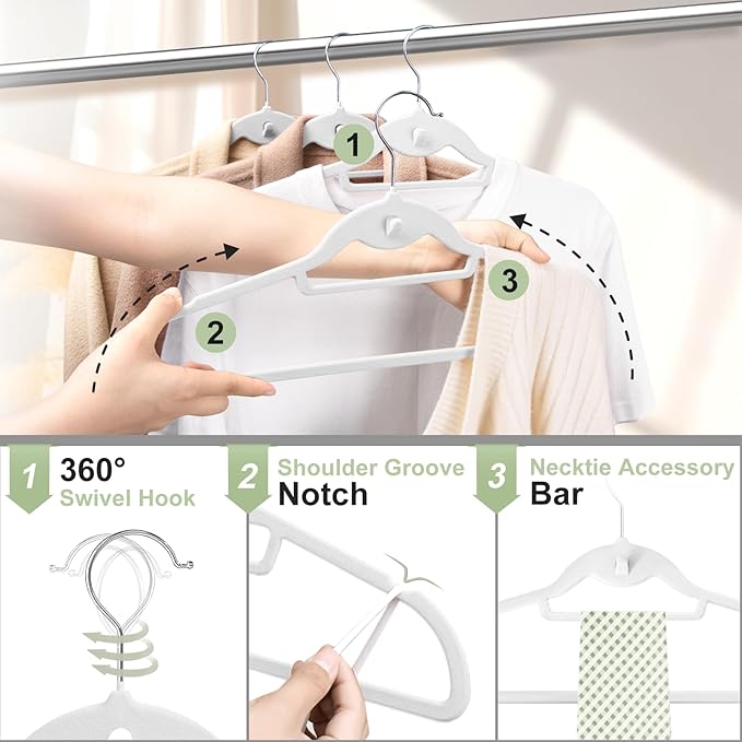 Velvet Felt Stackable Hangers 50 Pack, Non Slip, - Image 5