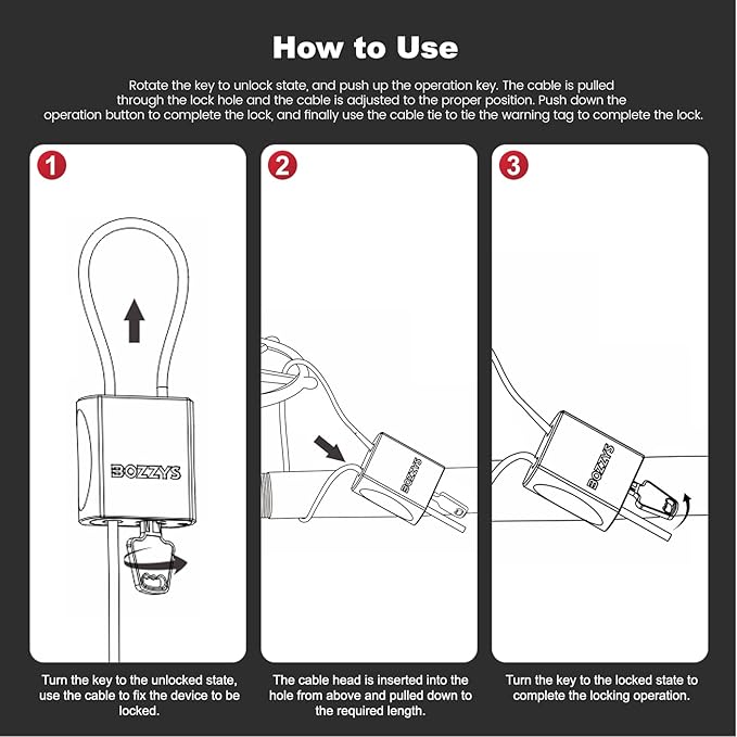 Adjustable Cable Locks with 3 Keys | 3.28ft L x 1/6in D Aluminum Steel Cable - Image 7