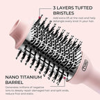 TYMO Hair Dryer Brush Blow Dryer Brush in One, 4 in 1 Ionic Hairdryer and Styler Volumizer with Oval Titanium Barrel, Hot Air Straightener for Smooth Frizz-Free Blowout, Pink