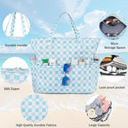 LEDAOU Large Beach Tote Bag Women Waterproof Sandproof Zipper Beach Tote Bag - Image 7