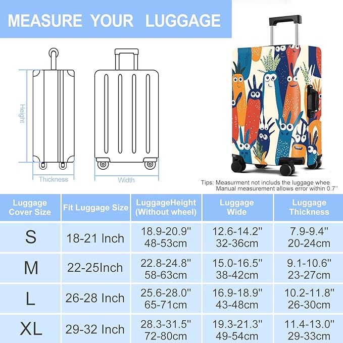 Carrot Luggage Cover Washable Suitcase Protector Anti-Scratch, Stretchable Fit - Image 6