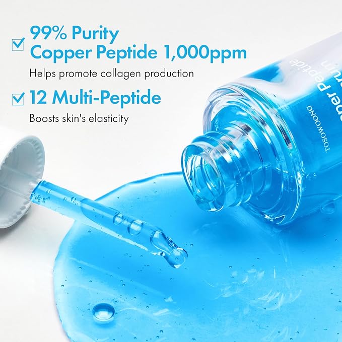 TOSOWOONG Ultimate Peptide Lift Set - Copper Face Serum + PDRN Peptide 12 Capsule Cream - High Concentration Clinic-Grade Anti-Aging & Wrinkle Repair Bundle