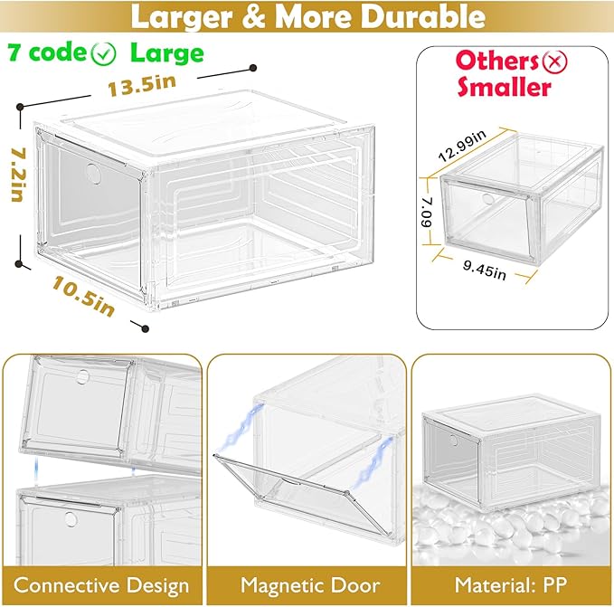 7 code Large Clear Shoe Boxes Organizer【Thicker Material】 Stronger Shoe Box - Image 3
