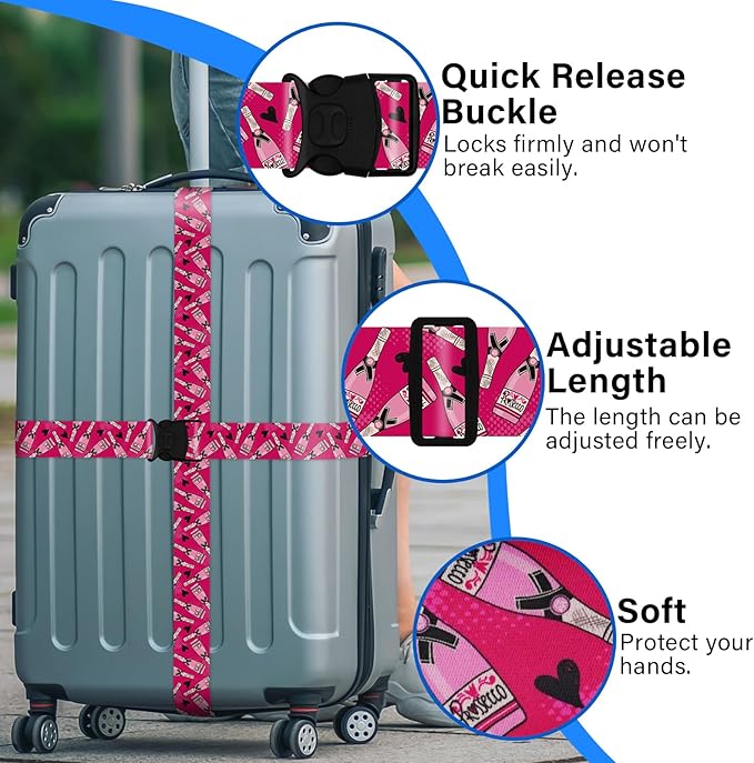 2 Pack Luggage Straps for Suitcases, Adjustable Travel Belt - Image 4
