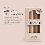 Kitsch XL Flexi Rods for Heatless Curls Overnight - Soft Velvet Hair Rollers for Women - Hair Curlers to Sleep In - Eucalyptus, 4pcs
