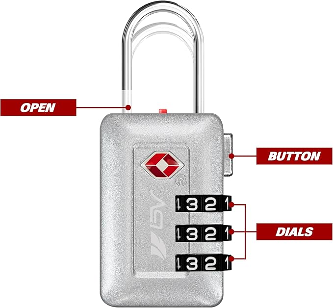 BV TSA Accepted Luggage Travel Lock, Set-Your-Own Combination Lock - Image 4