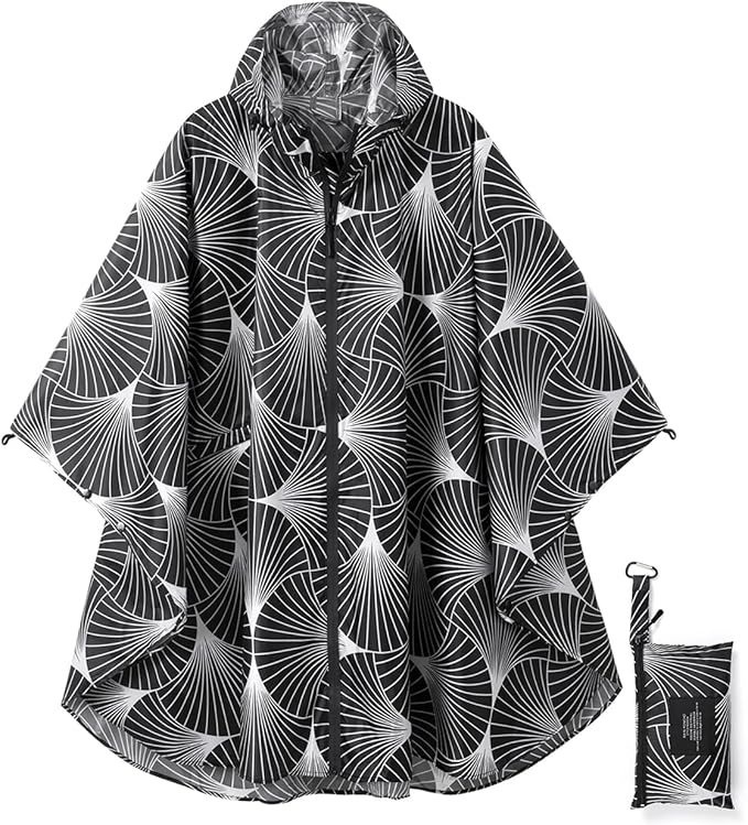 Rain Poncho Jacket Coat Hooded Zipper Style by salamra