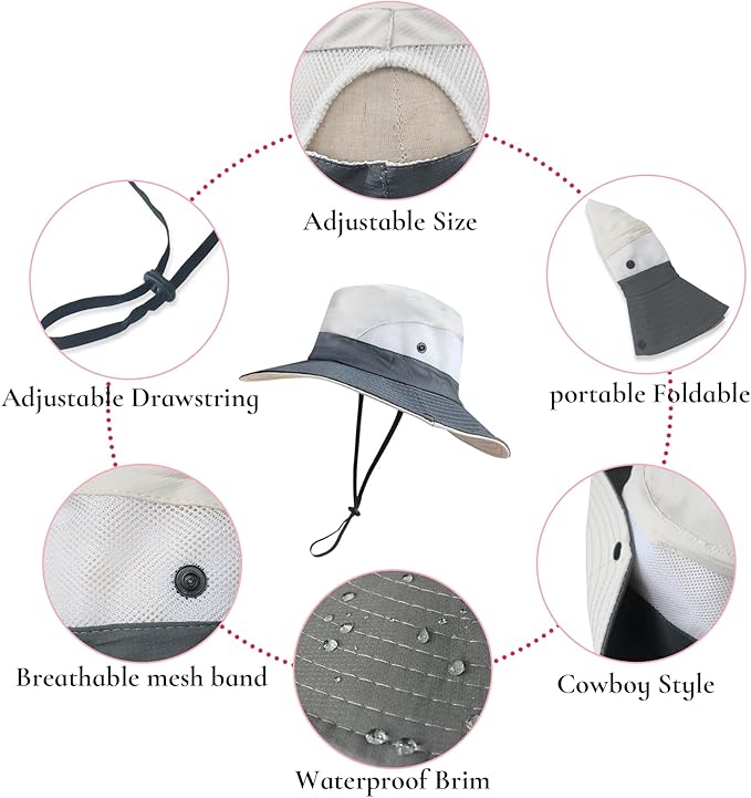 NPQQUAN Ponytail Sun Bucket Hats - Image 5