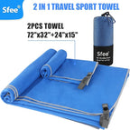 Sfee 2 Pack Microfiber Travel Towel, Quick Dry Camping Towel Large Beach Towel - Image 3