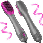 Longyu 3 in 1 Hair Dryer Brush Straightener 1200W Negative Ionic Hot Air Brush One Step Blow Dryer and Styler for Straightening Drying Smoothing (Gray)