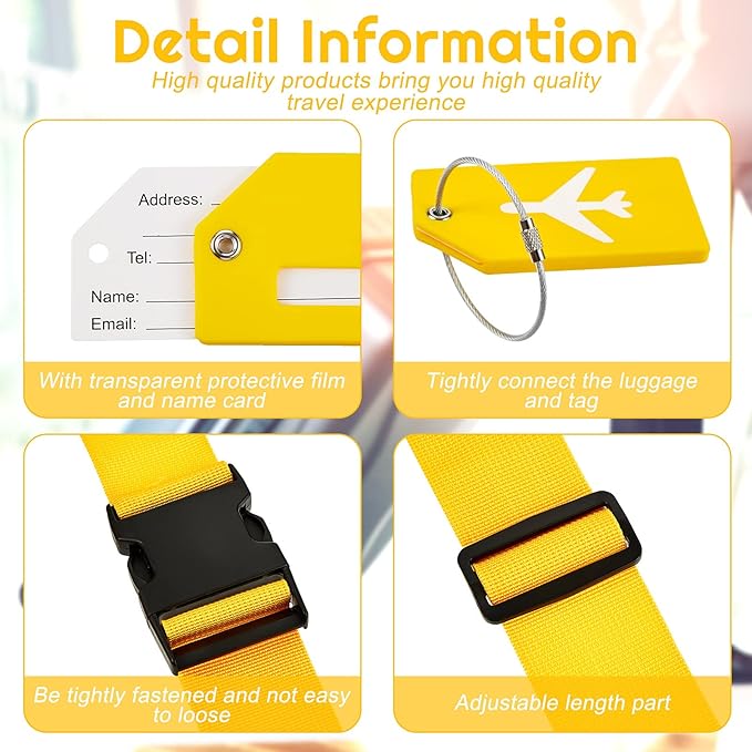 Weewooday 8 Pcs Luggage Straps Suitcase Tags Set - Image 3