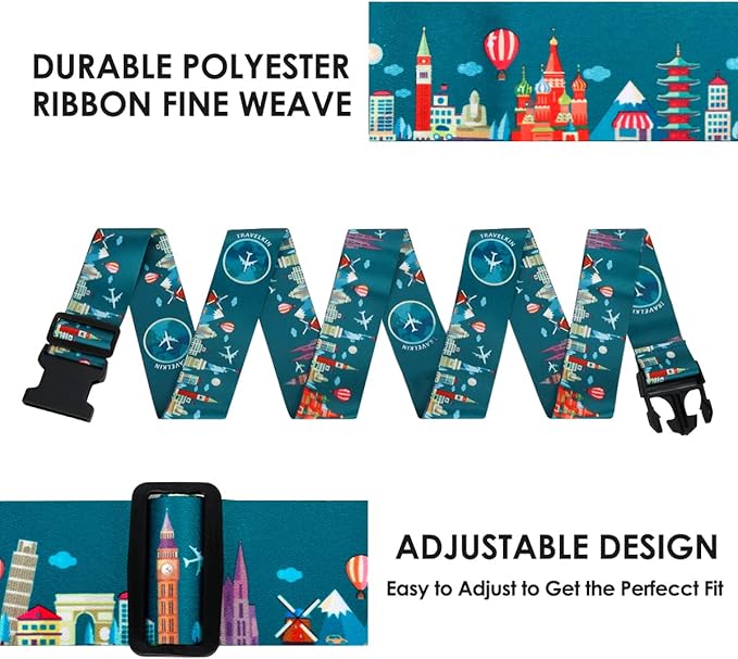 Adjustable Travel Luggage Strap Suitcase Belt Travel Bag Accessories 1.96 in W - Image 2