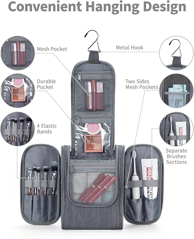 Narwey Small Hanging Toiletry Bag Women Travel Makeup Bag Organizer Toiletries - Image 3