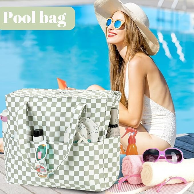 LEDAOU Large Beach Tote Bag Women Waterproof Sandproof Zipper Beach Tote Bag - Image 7