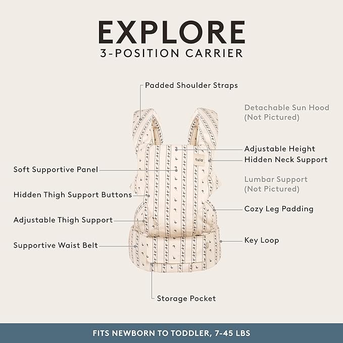 Baby Tula Explore Cotton Baby Carrier 7 – 45 lb, Adjustable Newborn to Toddler - Image 3