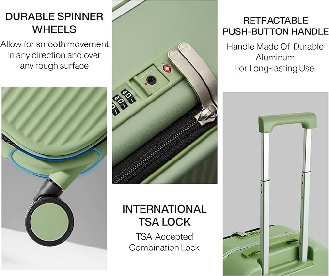 mixi Carry On Luggage, Rolling Travel Suitcase - Image 4