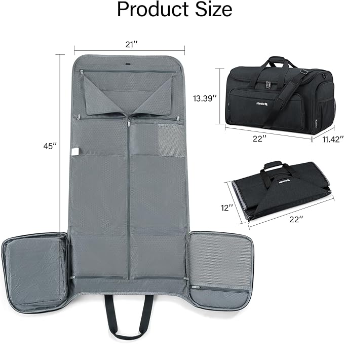 Hanke Carry on Garment Bags for Travel, Convertible Duffle Bag Luggage Bag - Image 4