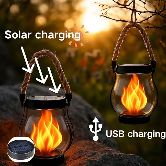 Solar Lantern Outdoor Lights, Flickering LED - Image 7