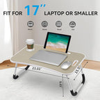 BUYIFY Folding Lap Desk, 23 Inch Portable Wood Brown Laptop Bed Desk Lap Desk - Image 5