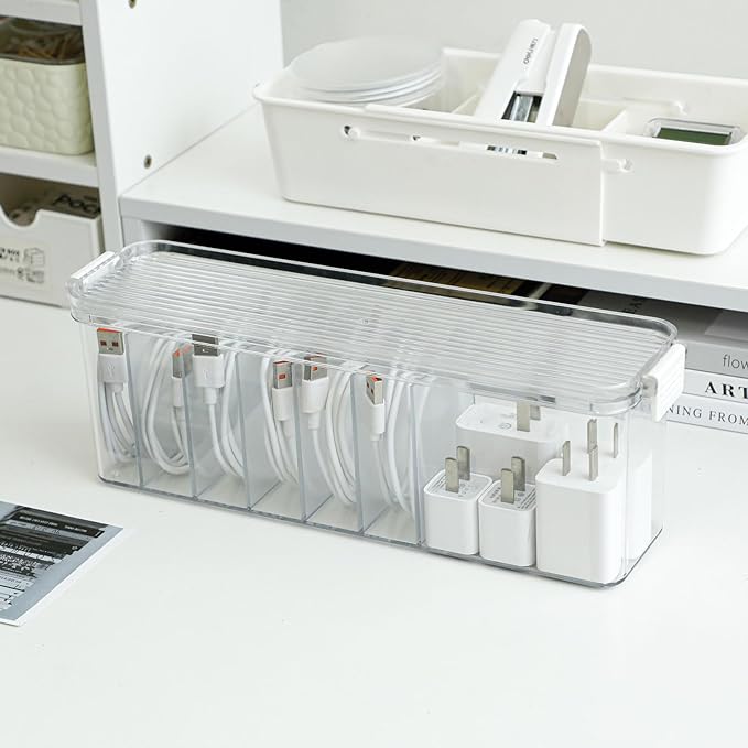 Yesesion 4 Pack Clear Cable Storage Box - Image 7