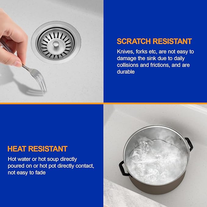 Dcolora 28 Inch White Undermount Kitchen Sink Workstation Single Bowl Modern - Image 6