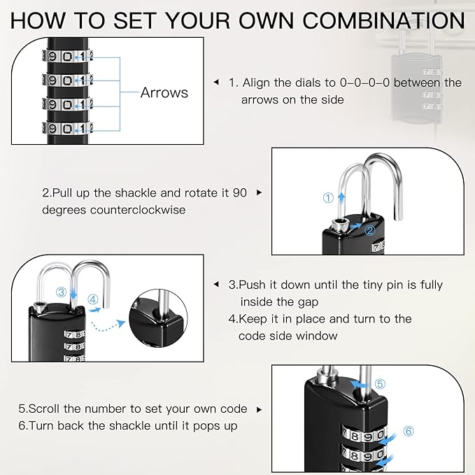 25 Pcs 4 Digit Combination Locks Combination Padlock Luggage Number Locks - Image 4