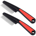 Fine-Tooth Dandruff Comb, Durable Stainless Steel Dandruff Removal, Professional Hair Styling Tool for Adults and Kids (Black+Red)