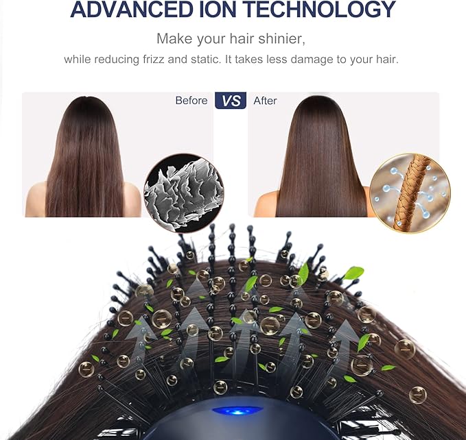 One Step Hair Dryer & Volumizing Brush, Aima Beauty Hair Styling Tool - Ceramic Straightener, Curler, Hot Air Styler & Ionic Salon Brush, Prussian Blue