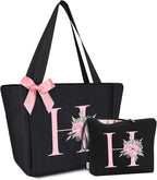 Vavabox Tote Bag, A-Z Initial Monogrammed Waterproof Tote Bag, Bridesmaid Gifts by Vavabox