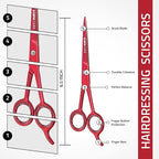 Utopia Care Hair Cutting and Hairdressing Scissors 6.5 Inch, Premium Stainless Steel Shears with Smooth Razor and Sharp Edge Blades for Salons, Men, Women and Kids, Red