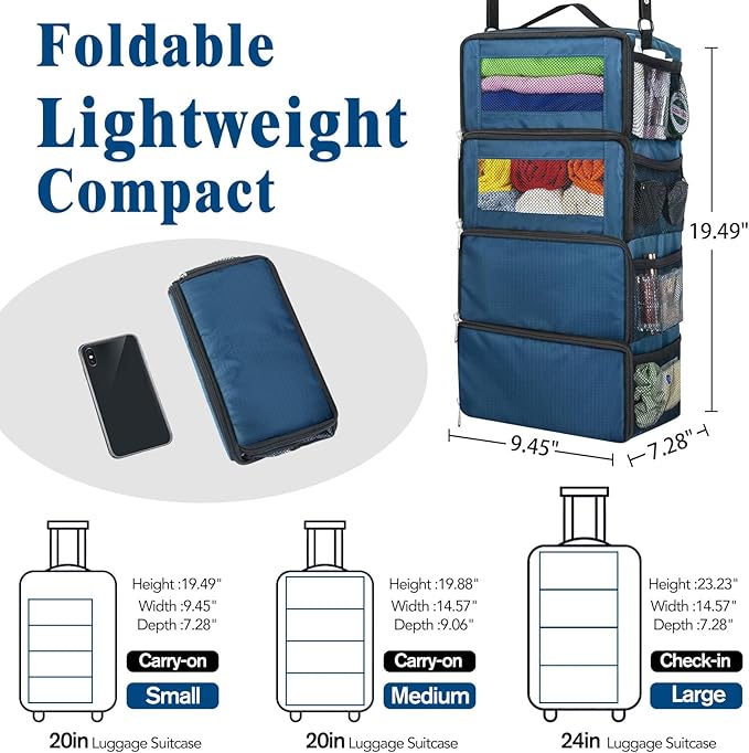 Hanging Travel Organizer, Carry on Luggage Suitcase Organizer, Travel - Image 2