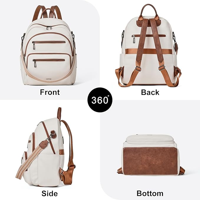 Backpack Purse for Women Laptop Backpack, Leather Travel Backpack Shoulder Bag - Image 4