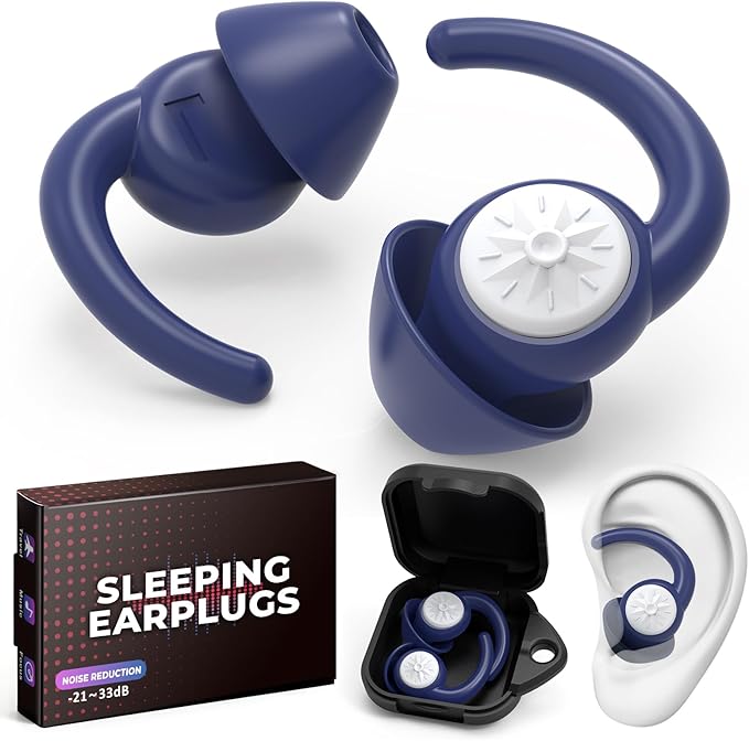 Ear Plugs for Sleeping: Reusable Earplugs for Sleep, Snoring Blocking, 2 Pairs by EarthVibe