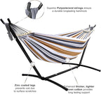 SZHLUX Double Hammock with Stand Included 450lb Capacity Steel Stand, Premium - Image 5