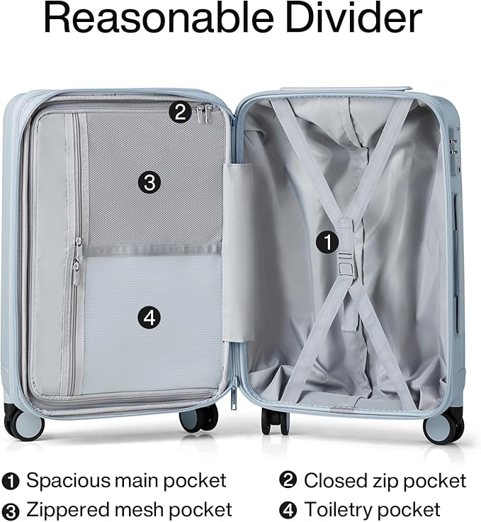 Hanke Expandable Hardshell Luggage Sets 3 piece Carry on Luggage - Image 7