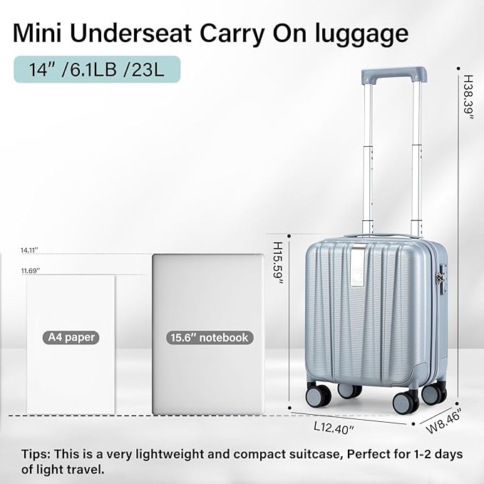 Hanke 14 Inch Underseat Carry On Luggage - Image 3