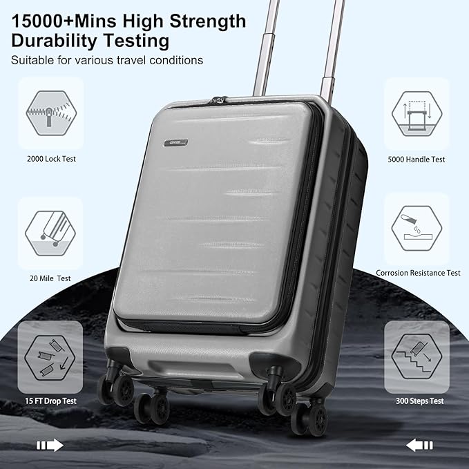 Carry On Luggage 22×14×9 Airline Approved, 20 Inch Lightweight ABS+PC Hard - Image 7