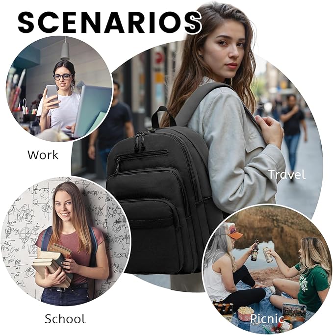 Lanola Basic Multi-Pocket Multipurpose Backpack Classical Water Resistant - Image 7