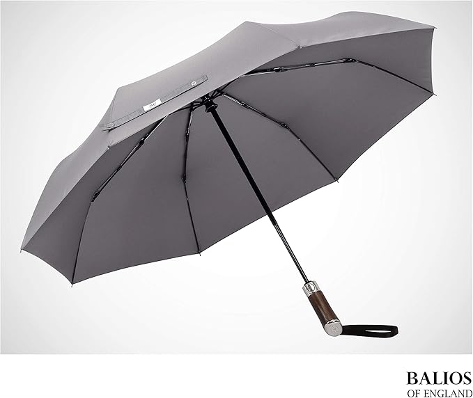 Balios Travel Umbrella Luxurious Golden Hardwood Handle Auto Open & Close - Image 7