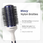 AIMIKE Nano Ionic Tech Large Round Brush, Ceramic Brush for Blow Drying, Styling and Boosting Volume, Natural Wood Handle - 2 Inch/52mm