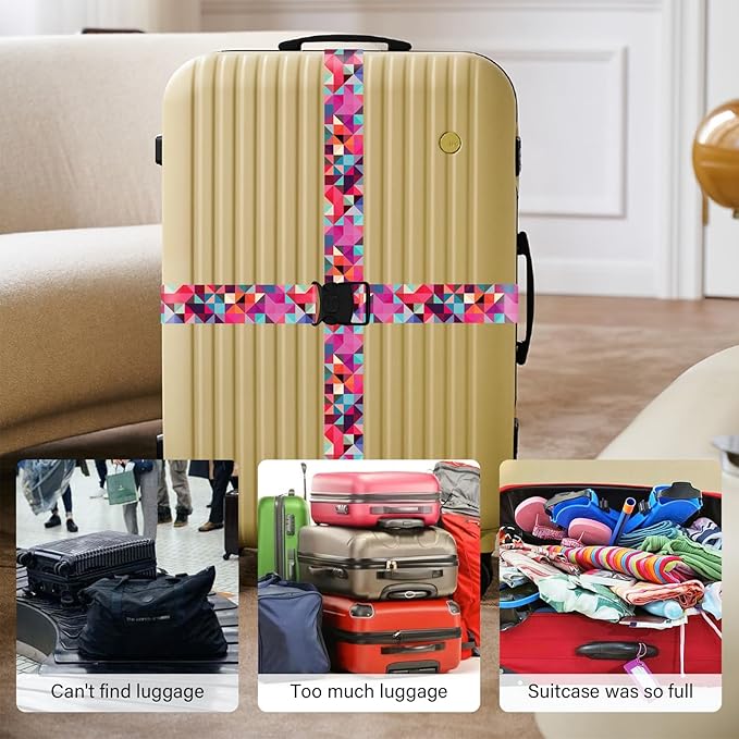 2 Pack Luggage Straps for Suitcases, Adjustable Travel Belt - Image 7