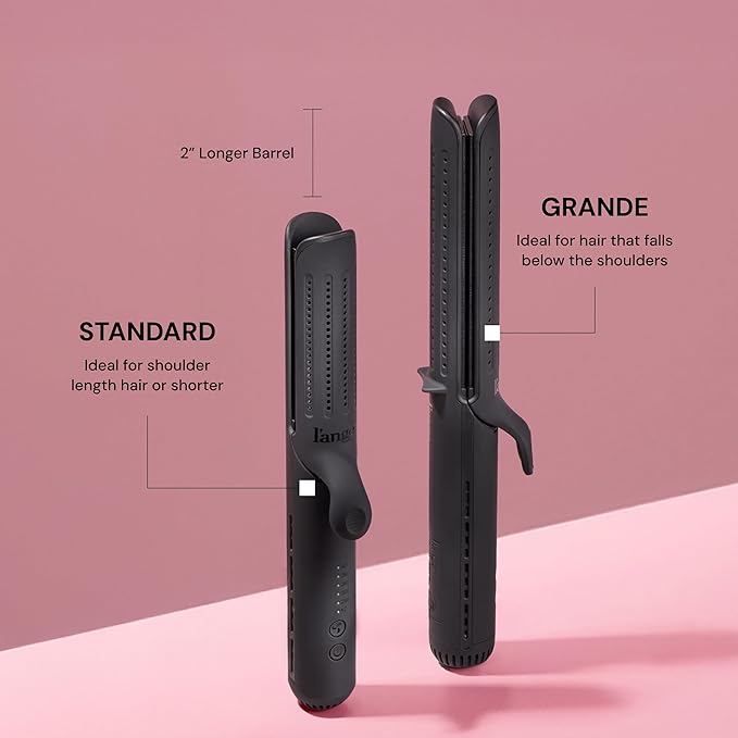 L'ANGE HAIR Le Duo Standard 360° Airflow 2 in 1 Straightener and Curler | 1 Inch Curling Wand & Titanium Flat Iron with 5.3" Plates | Hair Straightener & Curler for Short to Medium Hair (Black)