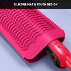 ZAXOP 2 Pack Heat Resistant Silicone Mat Pouch for Flat Iron, Curling Iron,Hair Straightener,Hair Curling Wands,Hot Hair Tools (HOT Pink&HOT Pink)