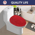 Microfiber Elongated Toilet Seat Cover 19.5"x 15" Machine Washable Solid Toilet - Image 7
