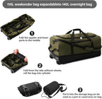 Rolling Duffle Bag with Wheels, 110L/140L Expandable Soft-Sided Foldable Duffle - Image 5